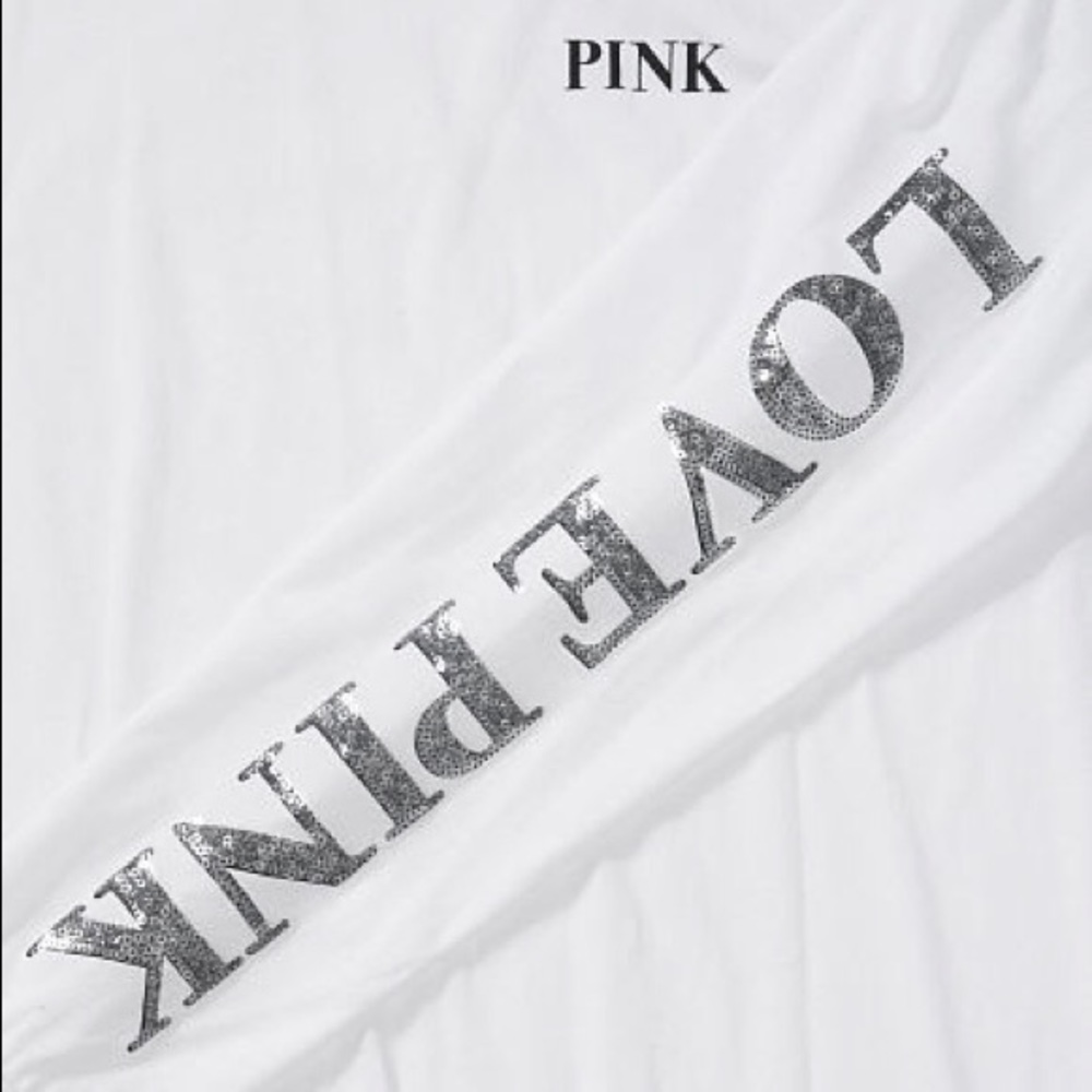 🚫SOLD🚫💗VS PINK WHITE SILVER BLING TEE SHINE - Picture 5 of 6
